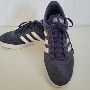 ADIDAS VL Court 2.0 Womens 9.5 Navy Blue Leather Suede Sneakers Casual
